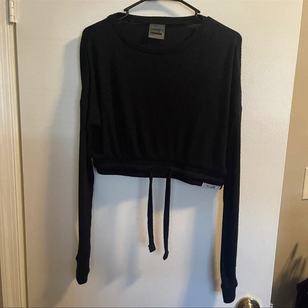 Gymshark Black Ribbed Long Sleeve Crop Top